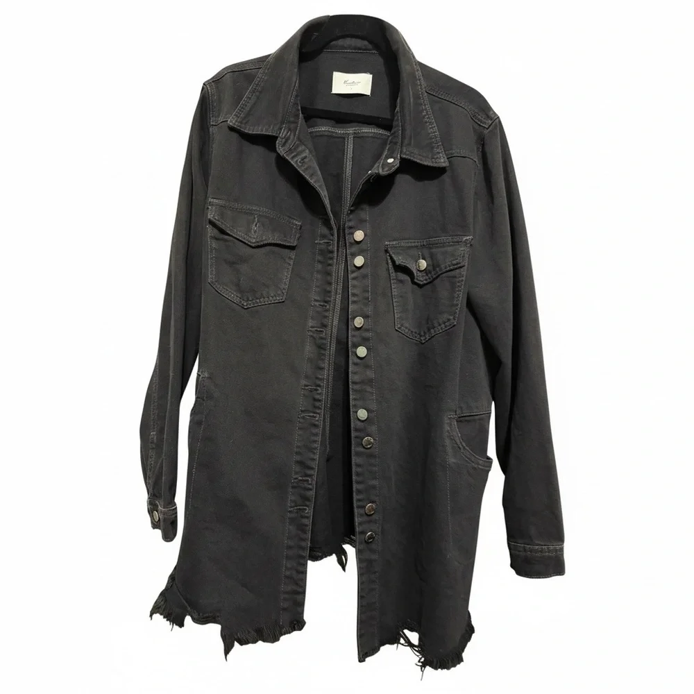 KanCan Black Distressed Denim Shacket